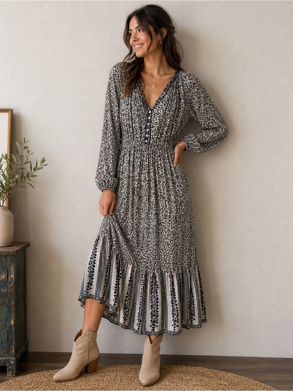 Faherty Phoebe Floral Maxi Dress medium